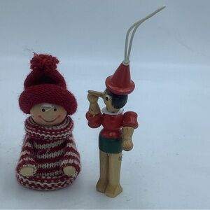 Two Wood Holiday Figurines/ Ornaments
